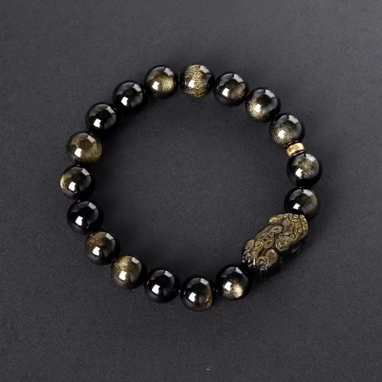 FJHDIY041 Golden Isidian Pixiu Bracelet 8/10/12mm