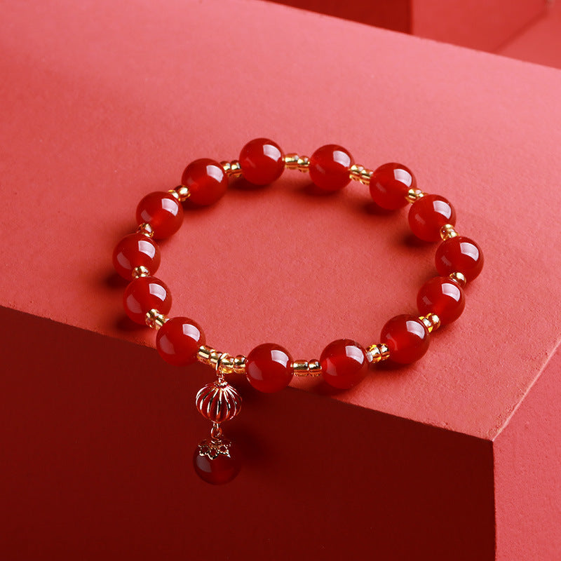 FJHDIY032 Red agate lantern Bracelet 8mm