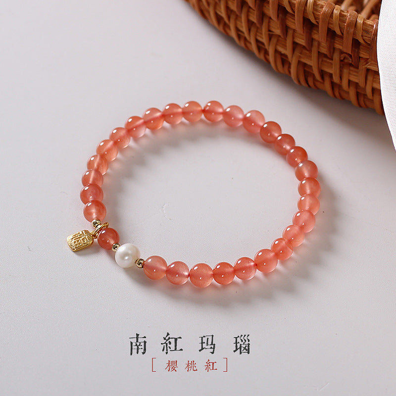 FJHDIY033 Cherry Red Southern Agate Bracelet 6mm