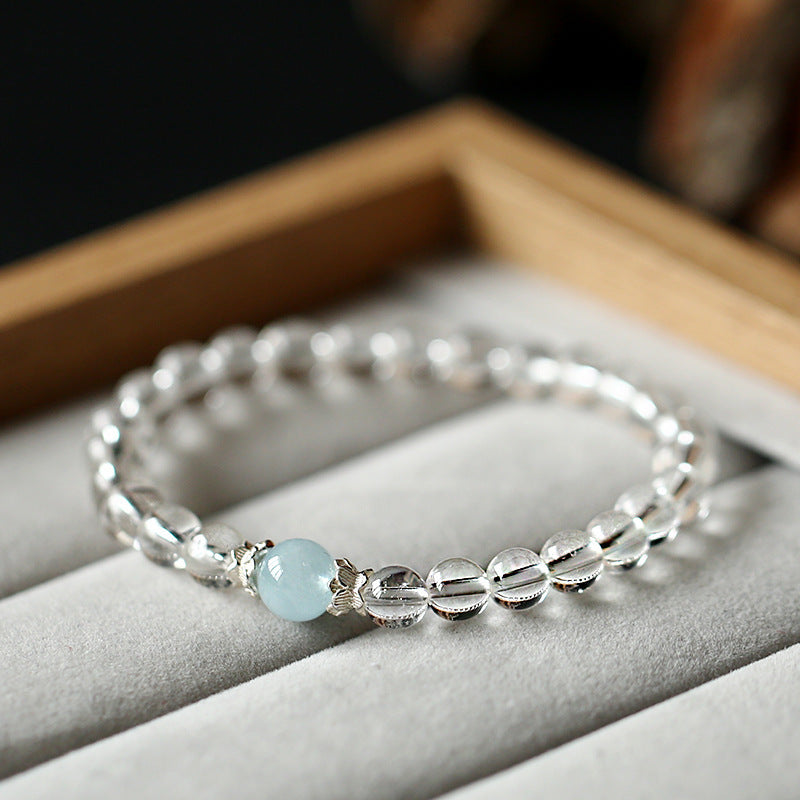 FJHDIY013 White crystal aquamarinel Bracelet 6/8mm