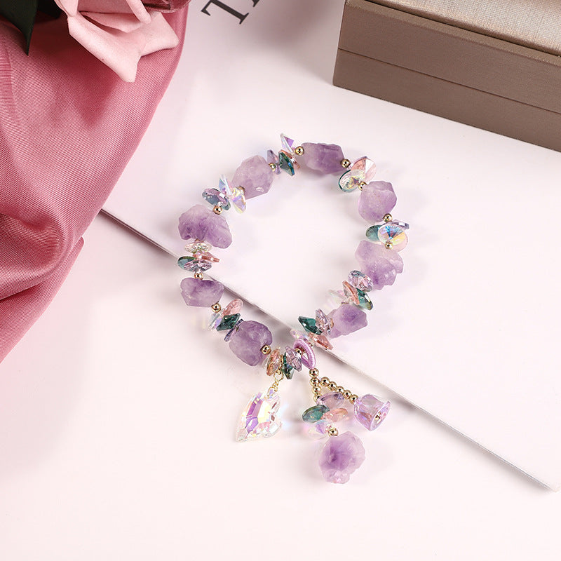 FJHDIY067 Lavender Amethyst Crushed Bracelet 10mm