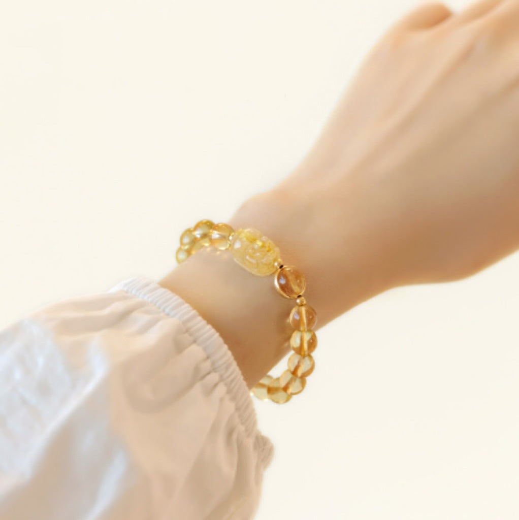 FJHDIY068 Citrine Pixiu Bracelet 6/8mm