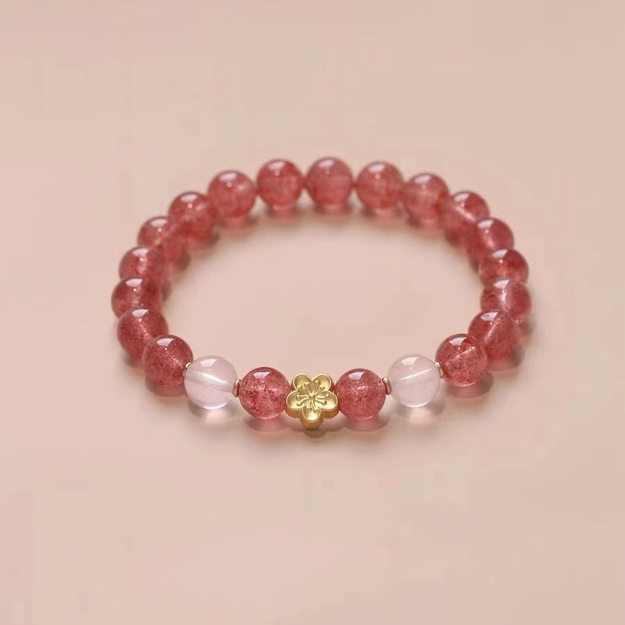 FJHDIY030 Strawberry crystal Bracelet 8mm