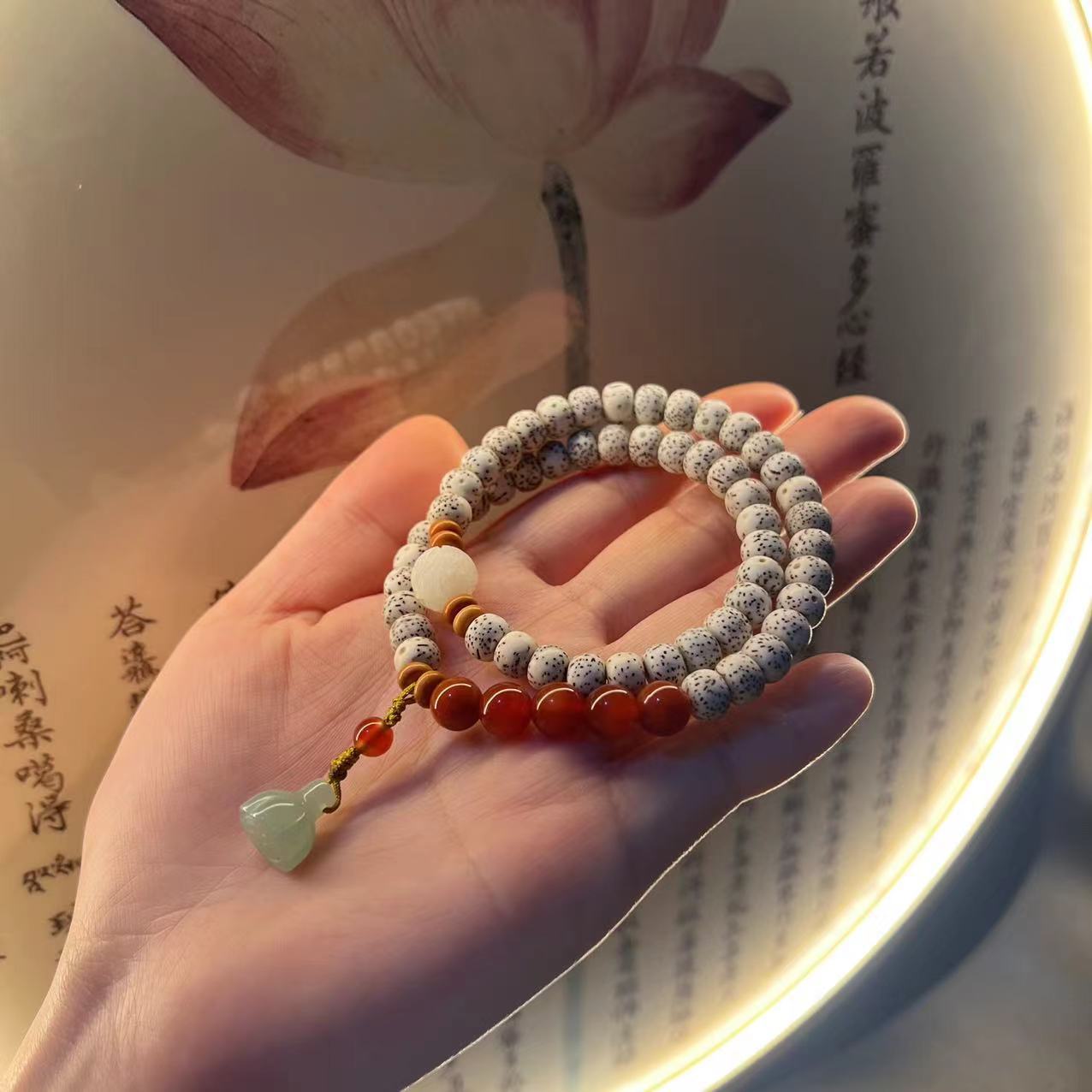 FJHDIY064 Star Moon Bodhi Zi Double Circle Art Play Bracelet 8mm