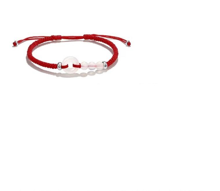 FJHDIY031 White agate peace buckle Bracelet 8mm
