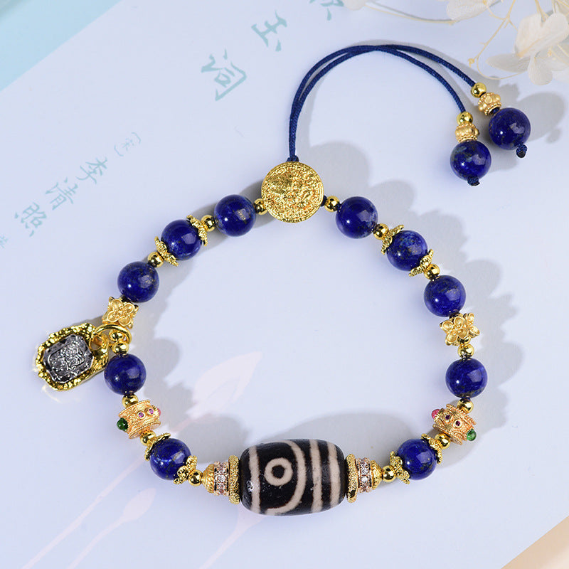 FJHDIY053 Lapis lazuli agate dzi beads Tibetan ethnic style Zakiram Bracelet 8mm