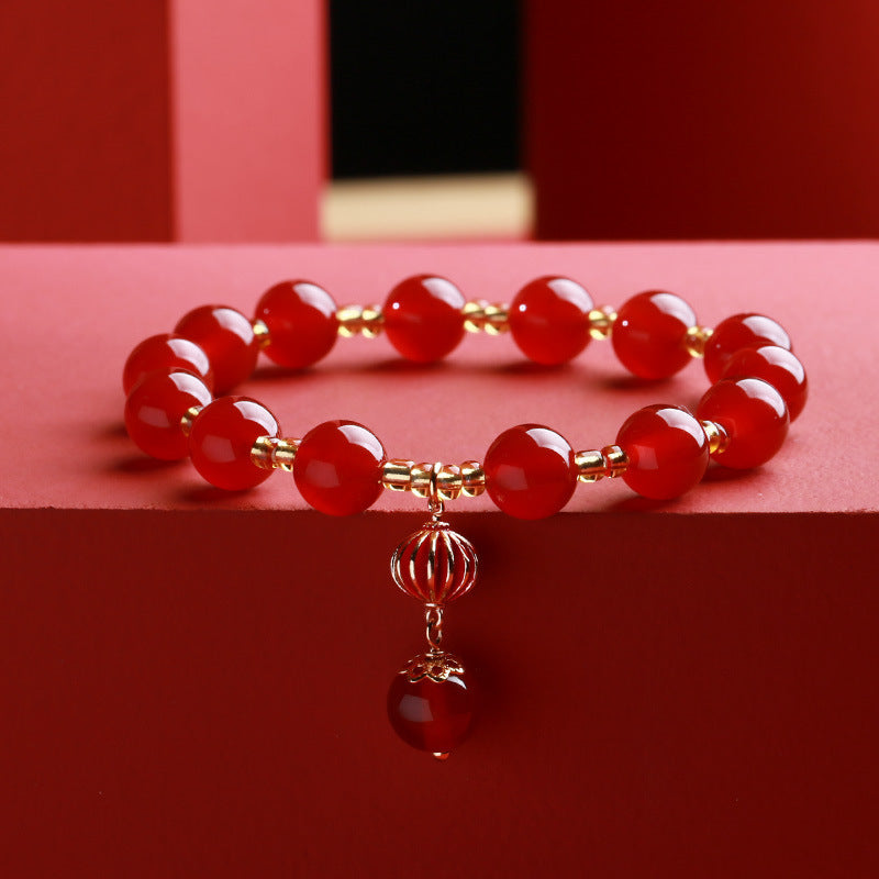 FJHDIY032 Red agate lantern Bracelet 8mm