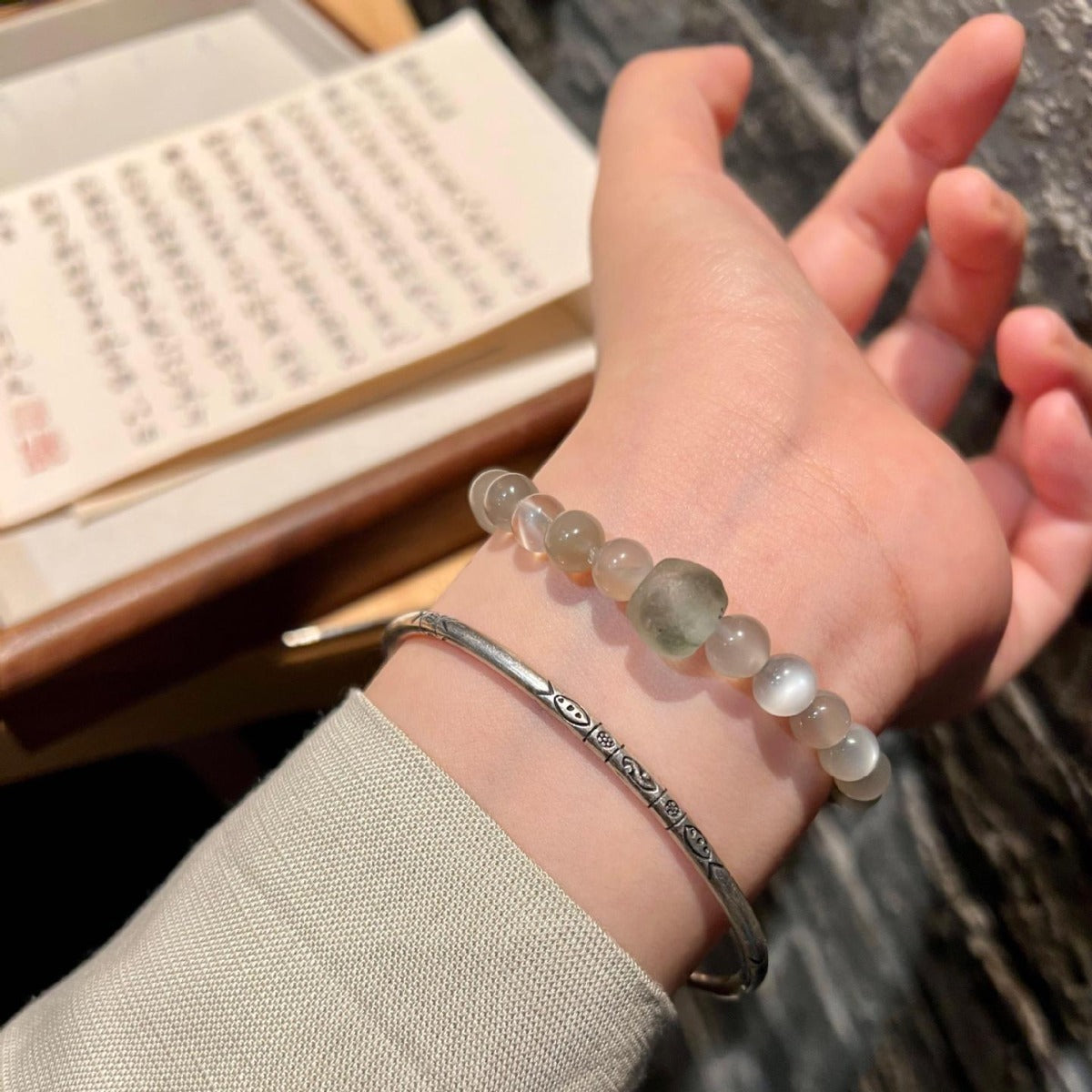 FJHDIY029 White Moonlight Bracelet 8mm