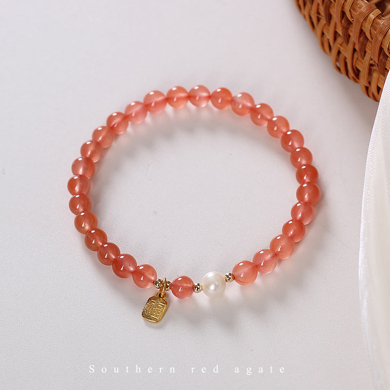 FJHDIY033 Cherry Red Southern Agate Bracelet 6mm