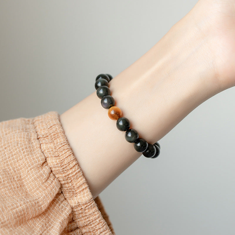 FJHDIY042 Obsidian tiger eye stone Bracelet 6/8/10/12mm