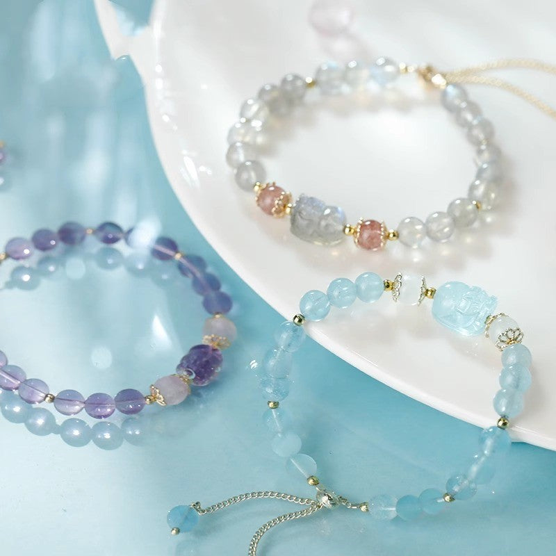 FJHDIY020 Aquamarine Pixiu Bracelet 8mm