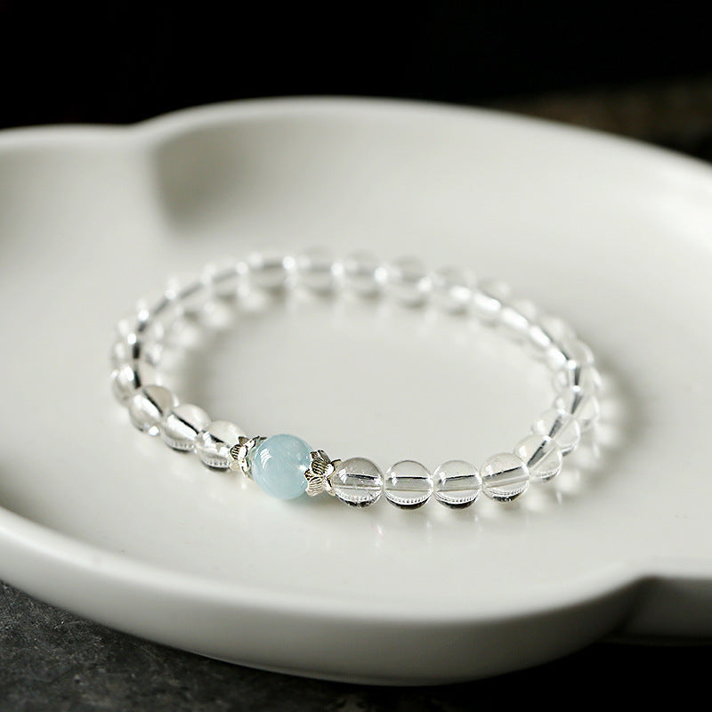 FJHDIY013 White crystal aquamarinel Bracelet 6/8mm