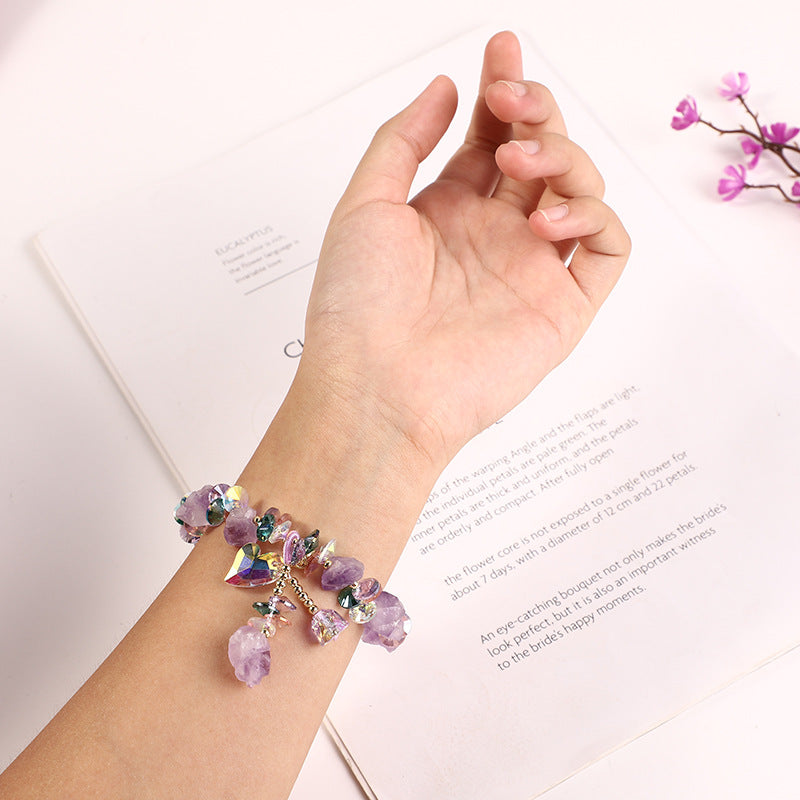 FJHDIY067 Lavender Amethyst Crushed Bracelet 10mm