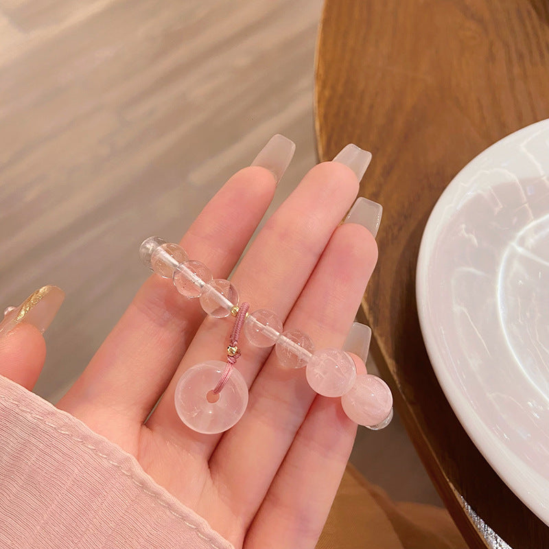FJHDIY014 White crystal powder crystal peace buckle Bracelet 8mm