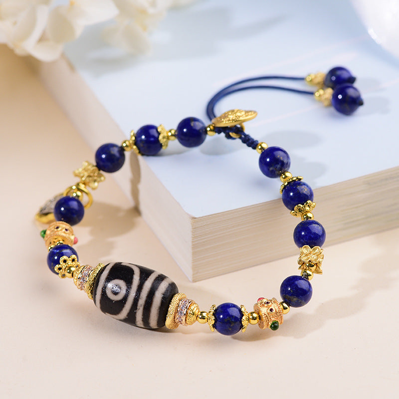 FJHDIY053 Lapis lazuli agate dzi beads Tibetan ethnic style Zakiram Bracelet 8mm