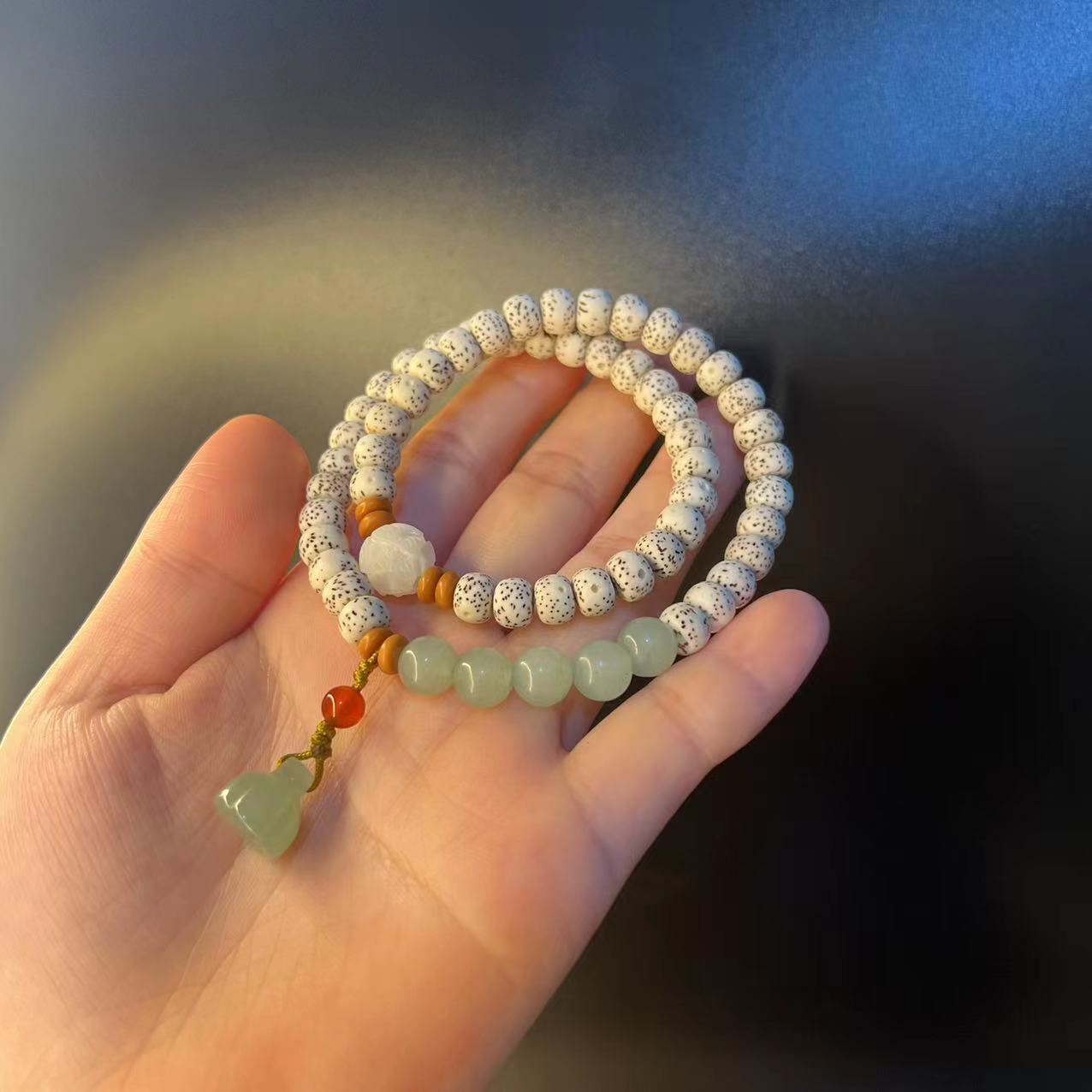 FJHDIY064 Star Moon Bodhi Zi Double Circle Art Play Bracelet 8mm