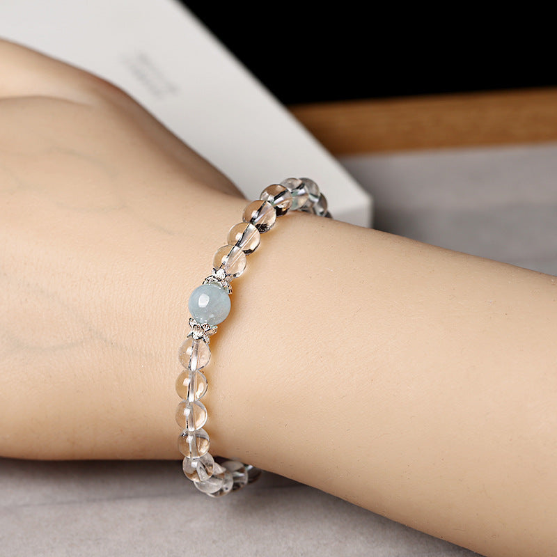 FJHDIY013 White crystal aquamarinel Bracelet 6/8mm