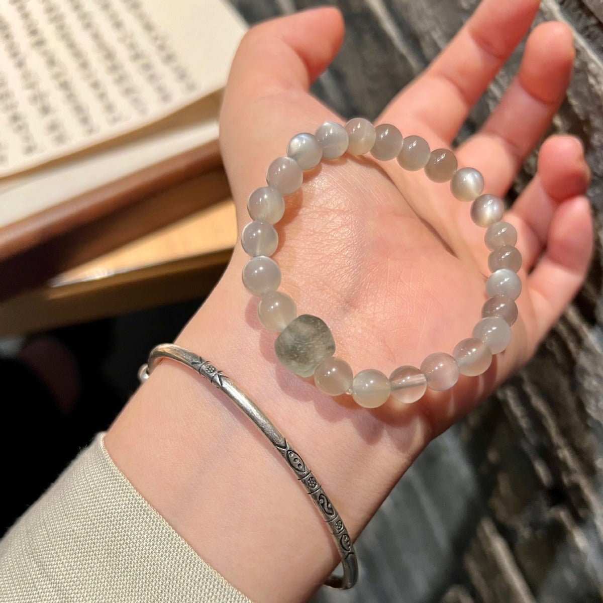 FJHDIY029 White Moonlight Bracelet 8mm