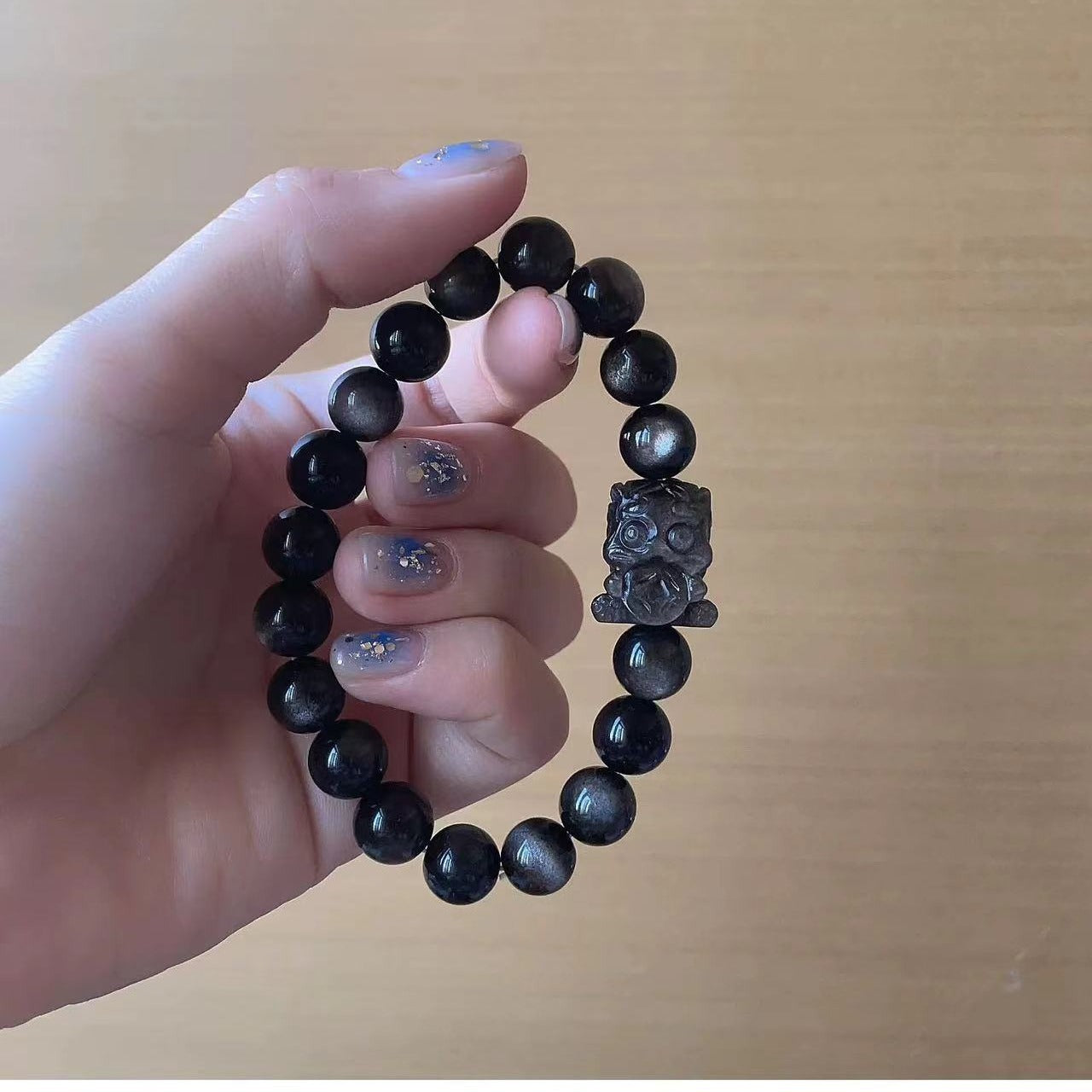 FJHDIY037 Obsidian gold-swallowing beast Bracelet 8mm