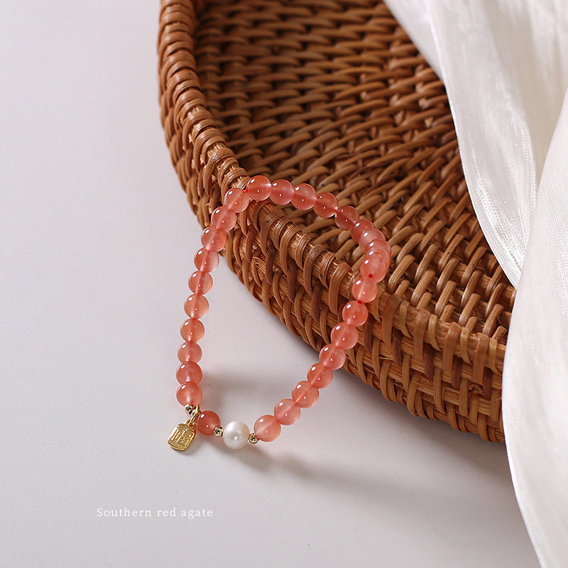 FJHDIY033 Cherry Red Southern Agate Bracelet 6mm