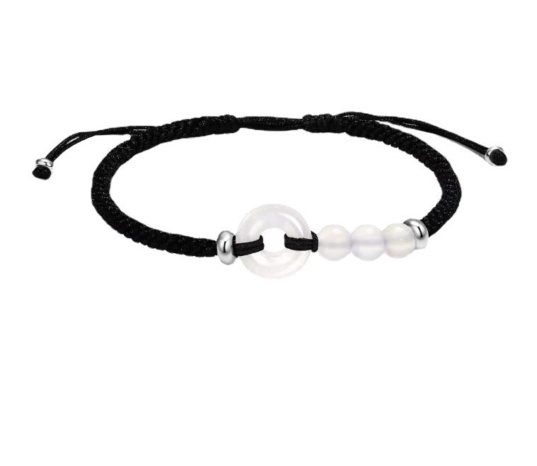FJHDIY031 White agate peace buckle Bracelet 8mm