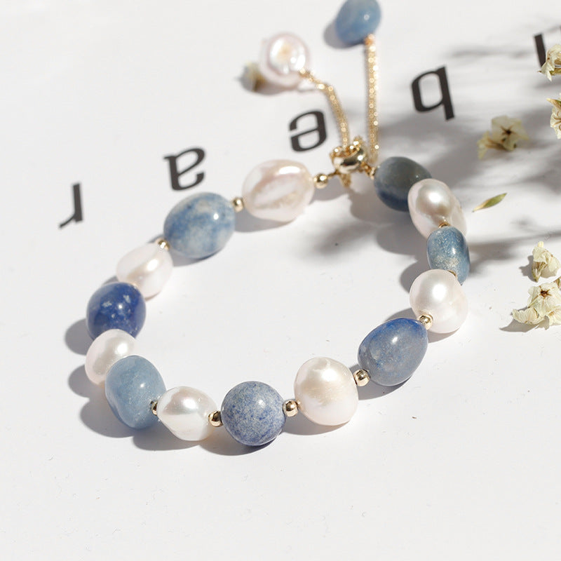 FJHDIY060 Lan Dongling Tamsui Pearl Crystal Bracelet 10mm