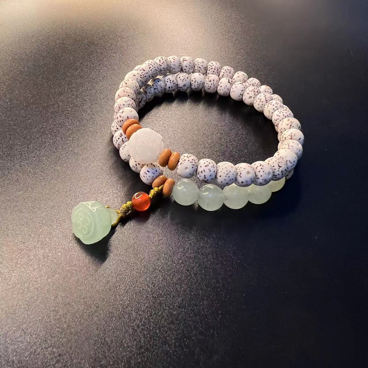 FJHDIY064 Star Moon Bodhi Zi Double Circle Art Play Bracelet 8mm