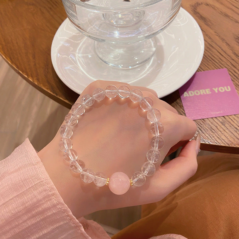 FJHDIY014 White crystal powder crystal peace buckle Bracelet 8mm