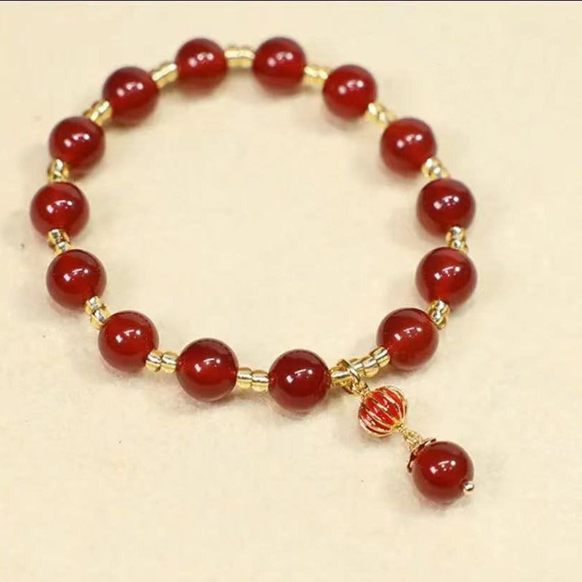 FJHDIY032 Red agate lantern Bracelet 8mm