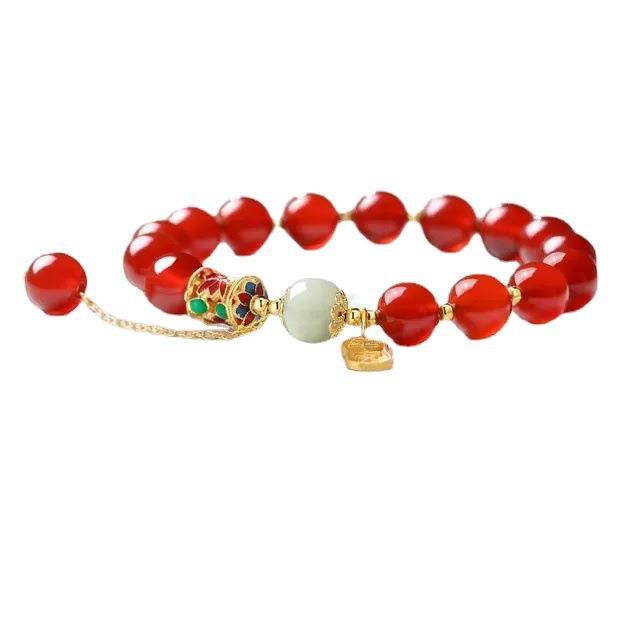 FJHDIY025 Red agate lucky card Bracelet 8mm