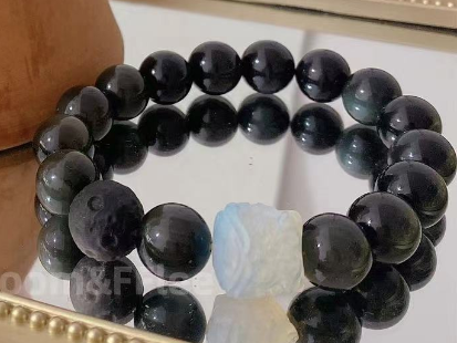 FJHDIY009 Obsidian Wake Lion Bracelet 8mm