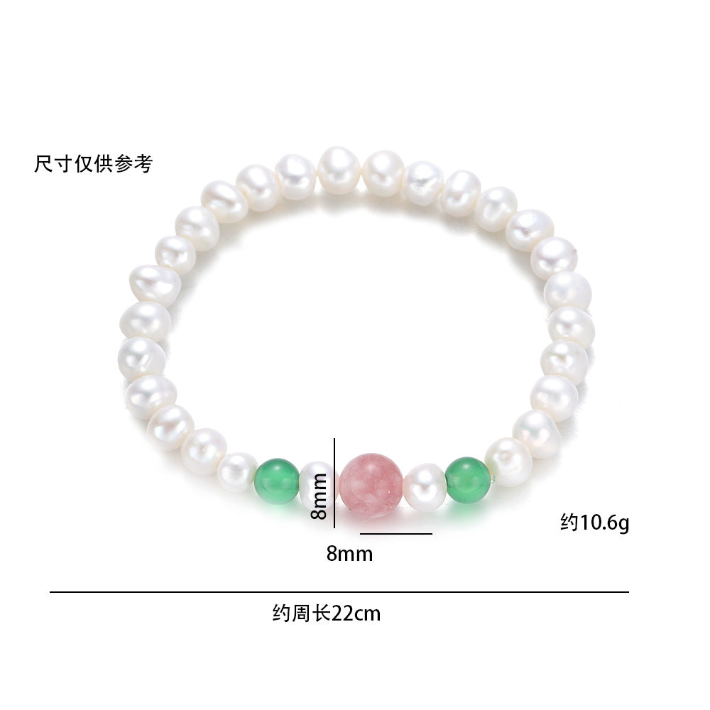 FJHDIY070 Natural strawberry crystal freshwater pearls Bracelet 8mm