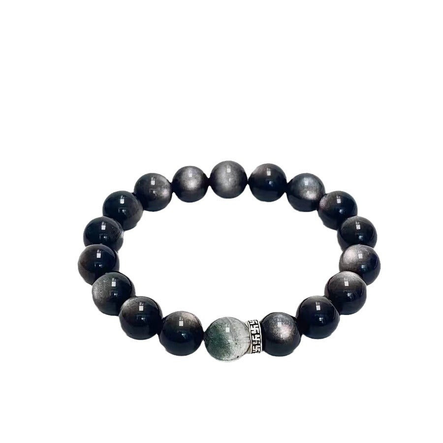FJHDIY021 Obsidian Green Ghost Crystal Bracelet 8/10mm