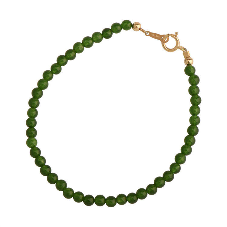 FJHDIY061 Retro green chalcedony Bracelet 4mm