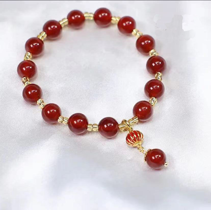 FJHDIY032 Red agate lantern Bracelet 8mm