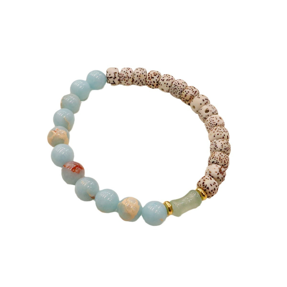 FJHDIY051 Star Moon Bodhi Shoushan Stone Style Bracelet 8mm