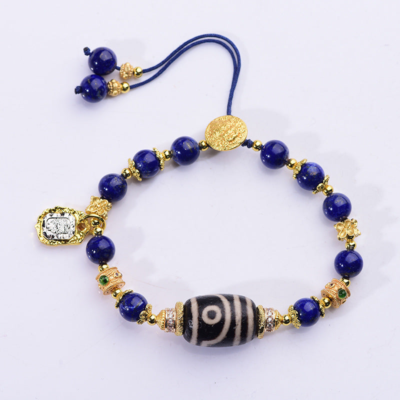 FJHDIY053 Lapis lazuli agate dzi beads Tibetan ethnic style Zakiram Bracelet 8mm