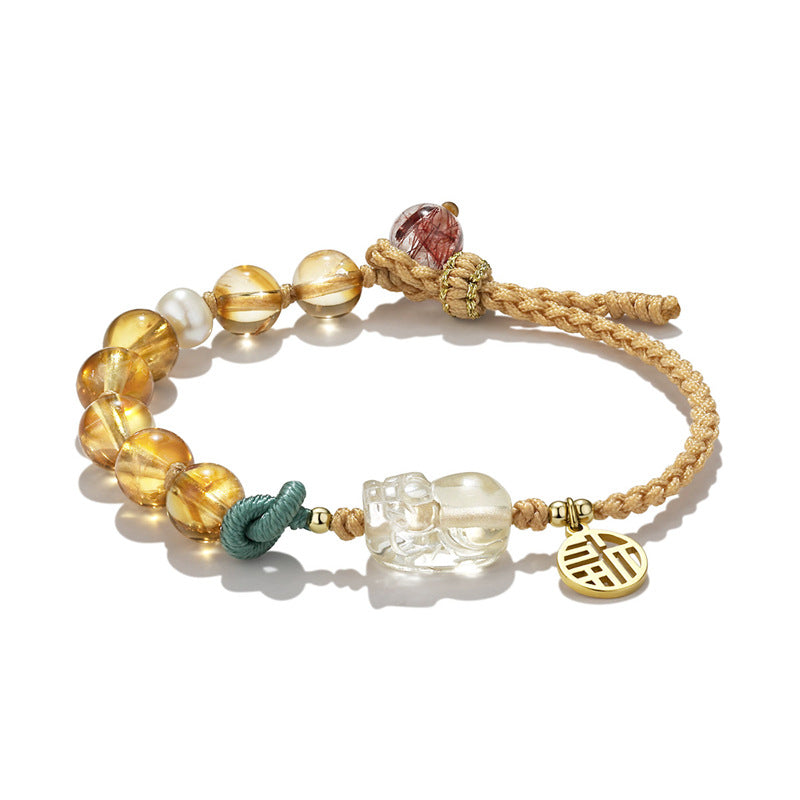 FJHDIY057 Citrine Pixiu weaving Bracelet 8mm