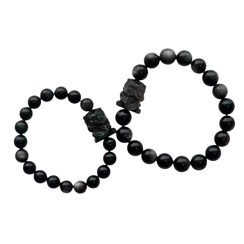 FJHDIY037 Obsidian gold-swallowing beast Bracelet 8mm