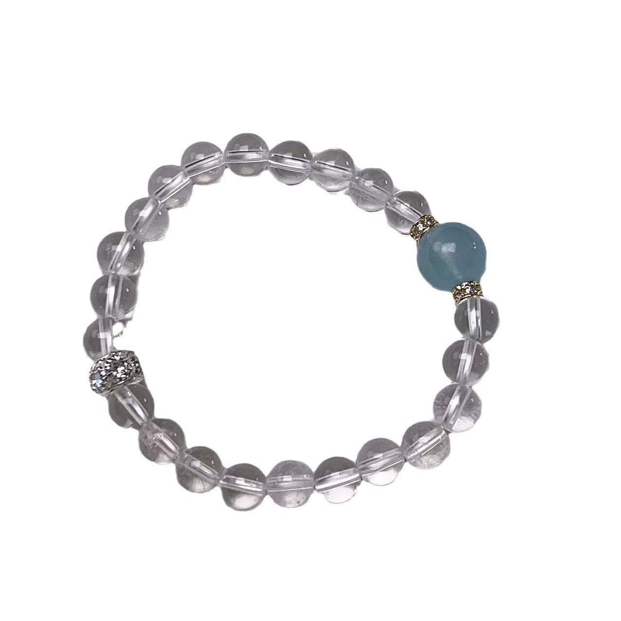 FJHDIY058 Natural aquamarine white crystal Bracelet 8mm