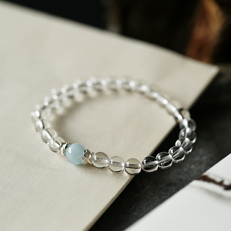 FJHDIY013 White crystal aquamarinel Bracelet 6/8mm