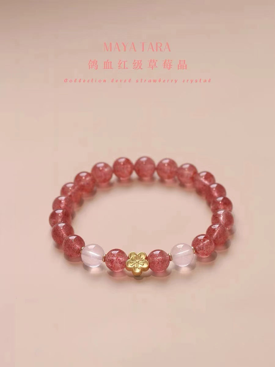FJHDIY030 Strawberry crystal Bracelet 8mm