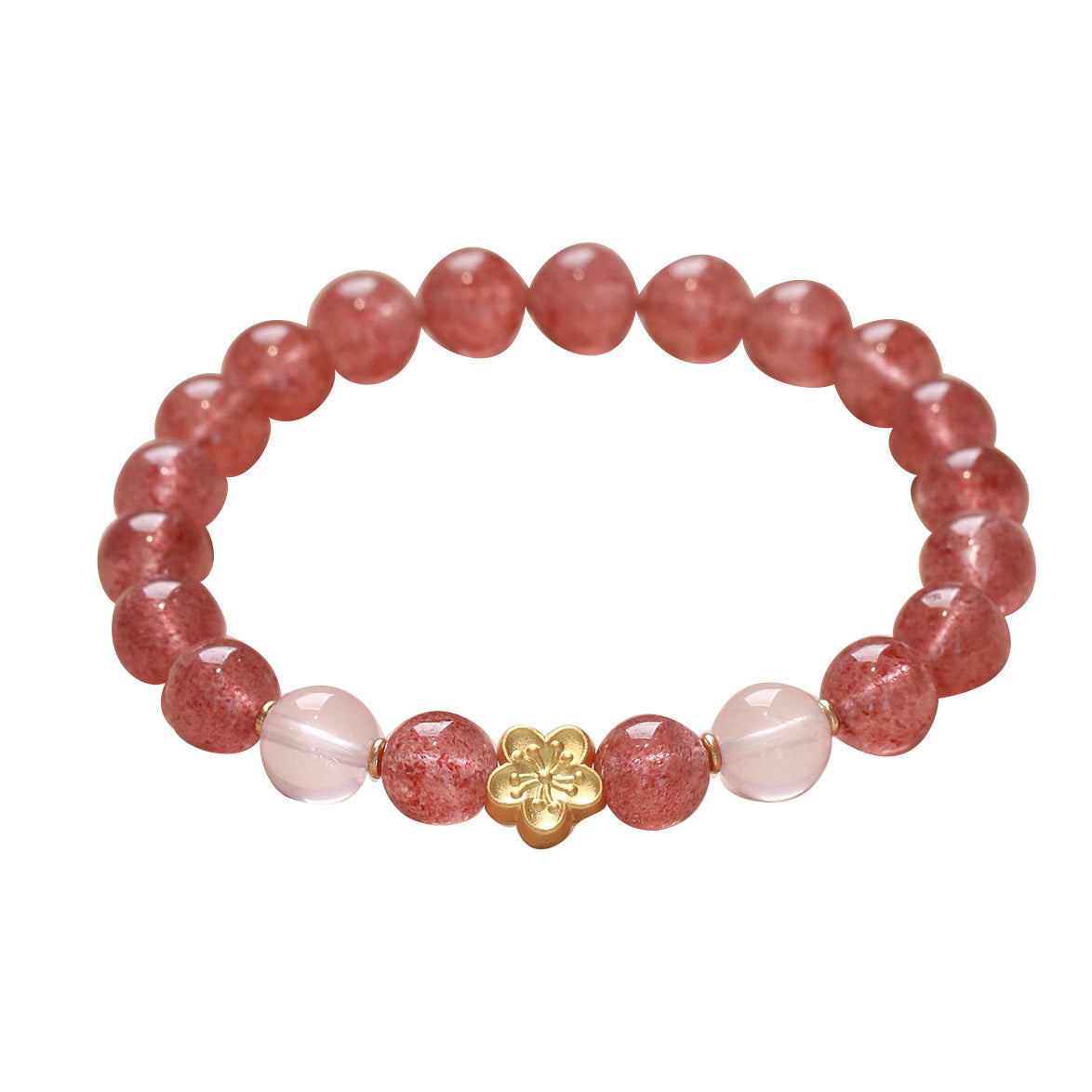 FJHDIY062 Strawberry crystal Pixiu Cypress Bracelet 8mm