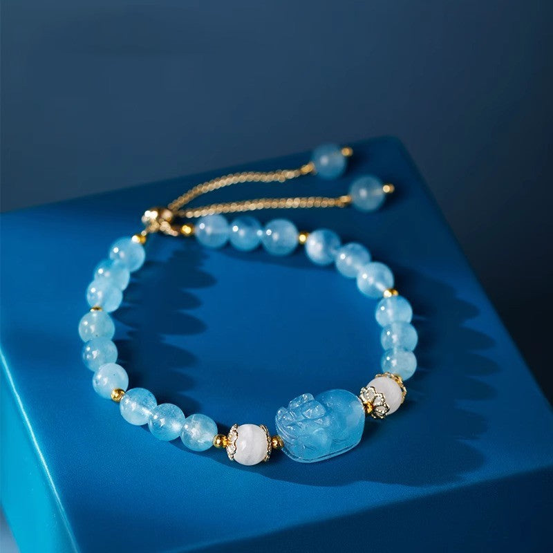 FJHDIY020 Aquamarine Pixiu Bracelet 8mm