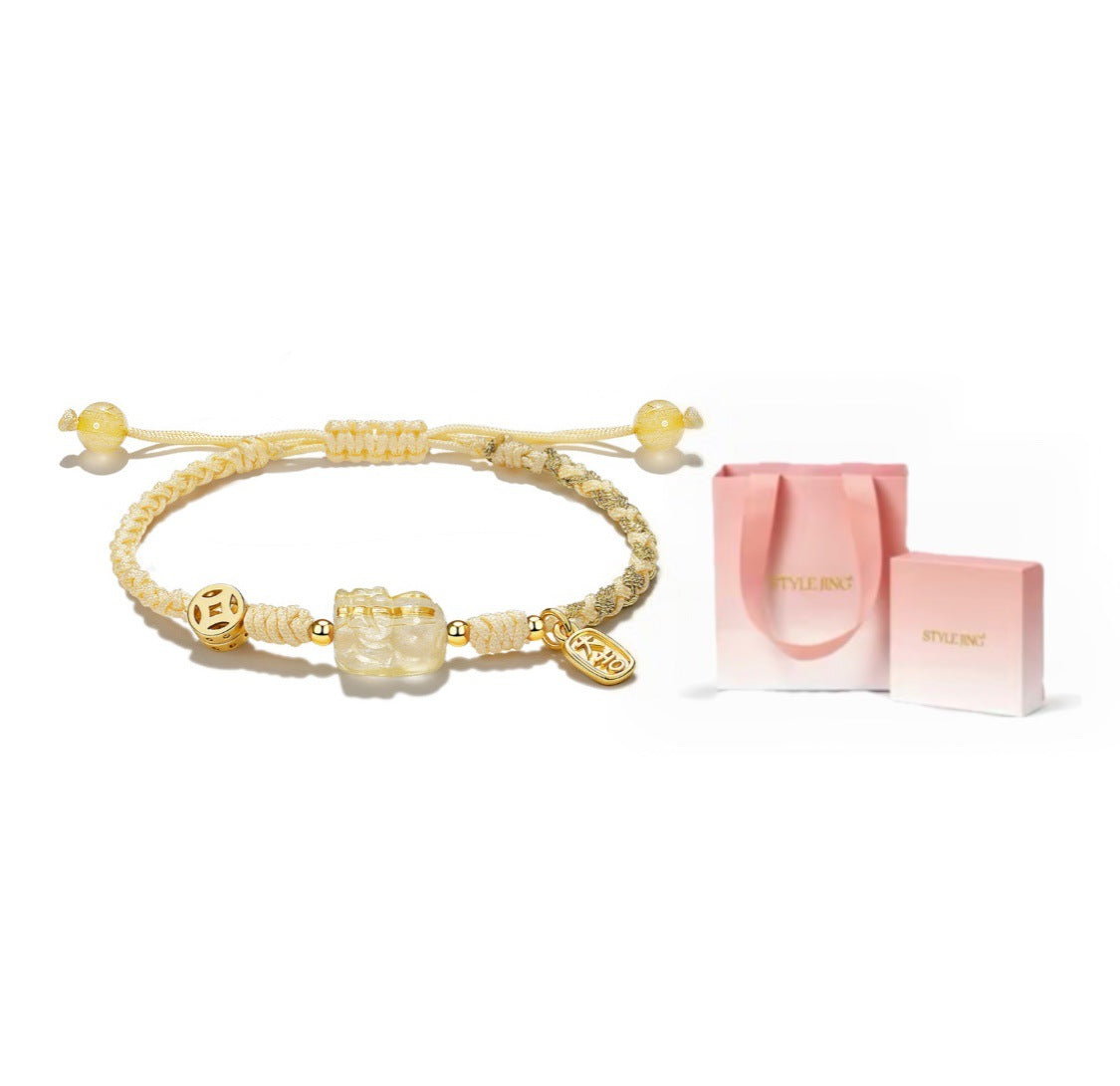FJHDIY012 Cat's eye lime moonlight crystal Bracelet 8mm