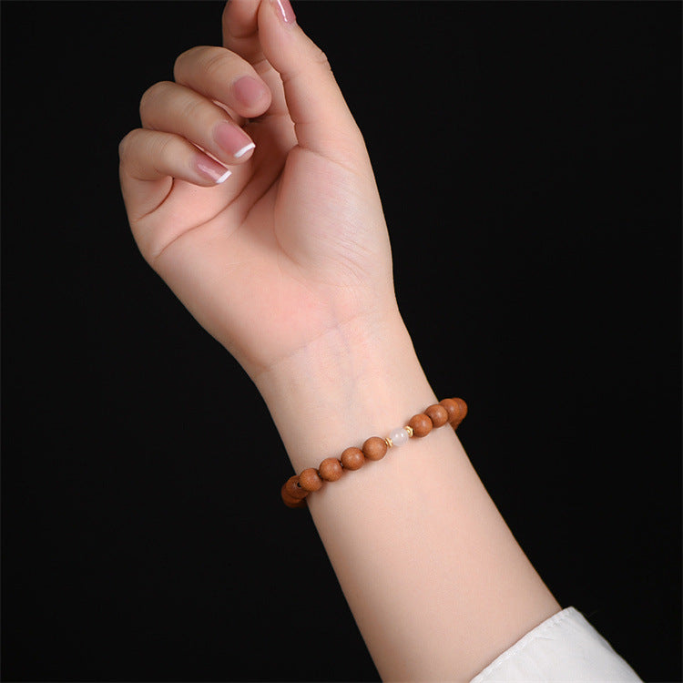 FJHDIY015 Sandalwood white agate Bracelet 8mm