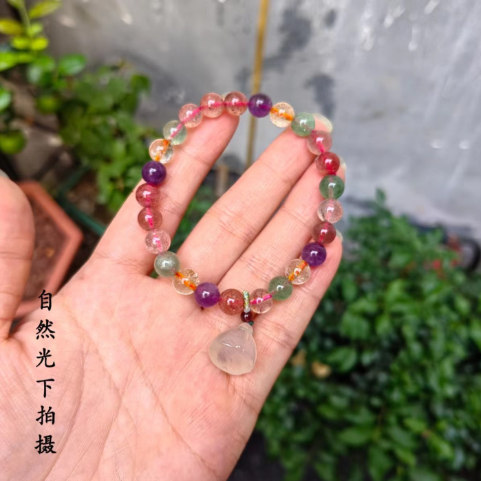 FJHDIY052 Natural crystal salt source agate Bracelet 8mm