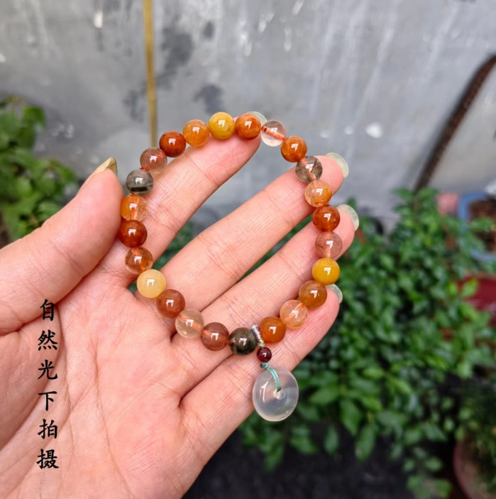 FJHDIY052 Natural crystal salt source agate Bracelet 8mm