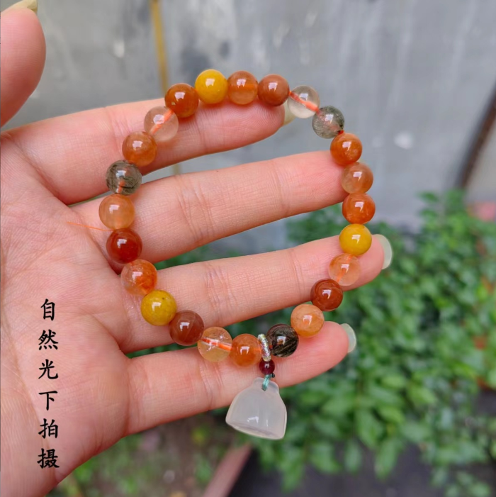 FJHDIY052 Natural crystal salt source agate Bracelet 8mm