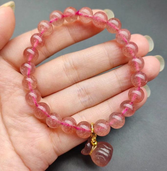 FJHDIY052 Natural crystal salt source agate Bracelet 8mm